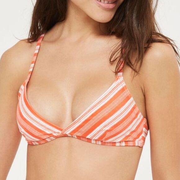 NWT Minkpink Coral Stripe Triangle Bikini Top - Picture 1 of 5